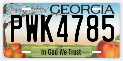 GA license plate PWK4785