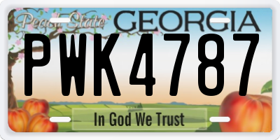 GA license plate PWK4787
