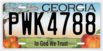 GA license plate PWK4788