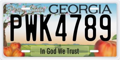 GA license plate PWK4789