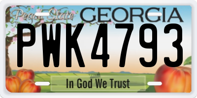 GA license plate PWK4793