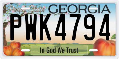 GA license plate PWK4794