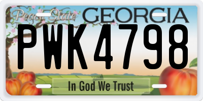 GA license plate PWK4798