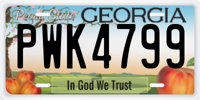 GA license plate PWK4799