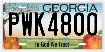 GA license plate PWK4800