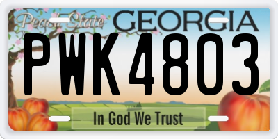 GA license plate PWK4803