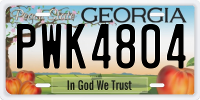 GA license plate PWK4804