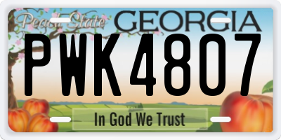 GA license plate PWK4807