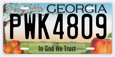 GA license plate PWK4809