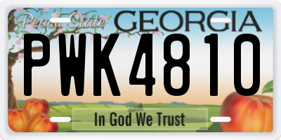 GA license plate PWK4810