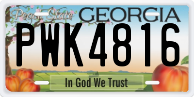 GA license plate PWK4816