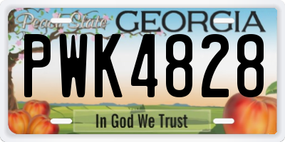 GA license plate PWK4828