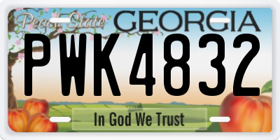 GA license plate PWK4832