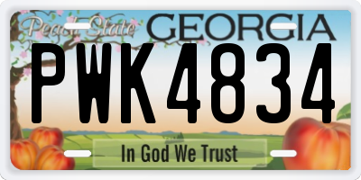 GA license plate PWK4834
