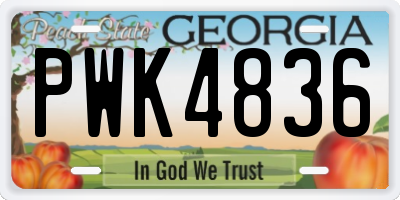 GA license plate PWK4836
