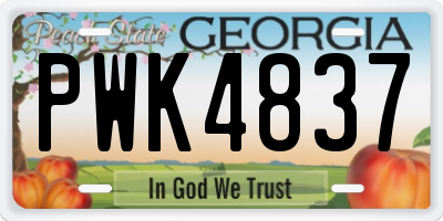 GA license plate PWK4837