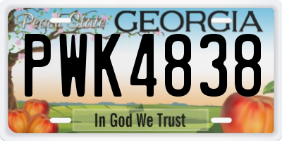 GA license plate PWK4838