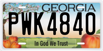 GA license plate PWK4840