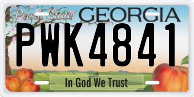 GA license plate PWK4841