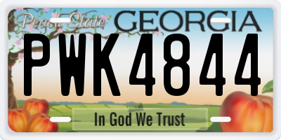 GA license plate PWK4844