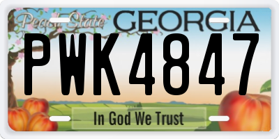 GA license plate PWK4847