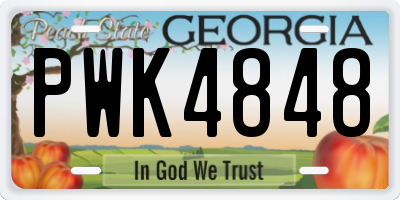 GA license plate PWK4848