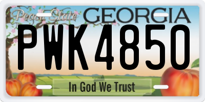 GA license plate PWK4850