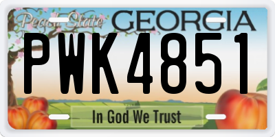 GA license plate PWK4851