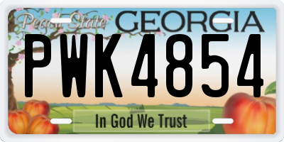 GA license plate PWK4854