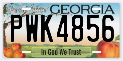 GA license plate PWK4856