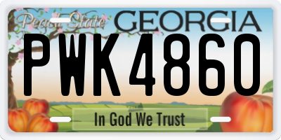 GA license plate PWK4860