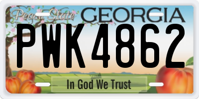 GA license plate PWK4862
