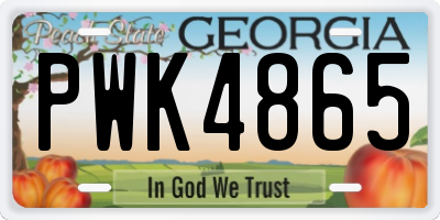 GA license plate PWK4865