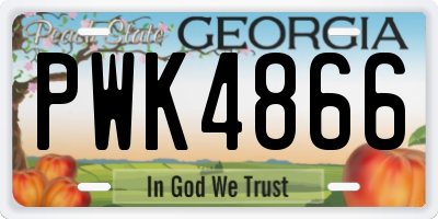 GA license plate PWK4866