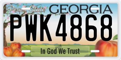 GA license plate PWK4868
