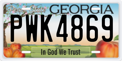 GA license plate PWK4869