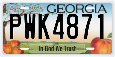 GA license plate PWK4871