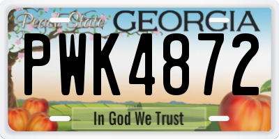 GA license plate PWK4872