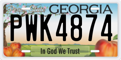 GA license plate PWK4874