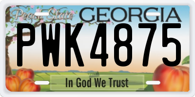 GA license plate PWK4875