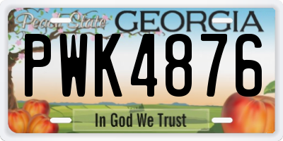 GA license plate PWK4876