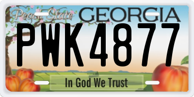 GA license plate PWK4877