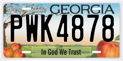 GA license plate PWK4878