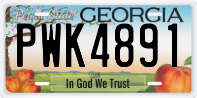 GA license plate PWK4891