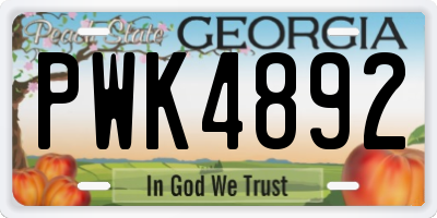 GA license plate PWK4892