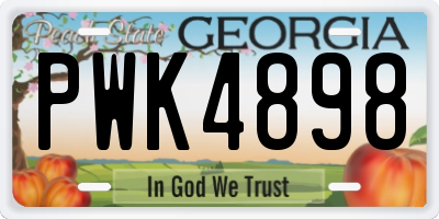 GA license plate PWK4898
