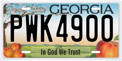 GA license plate PWK4900