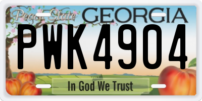 GA license plate PWK4904