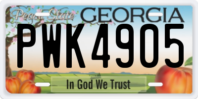 GA license plate PWK4905
