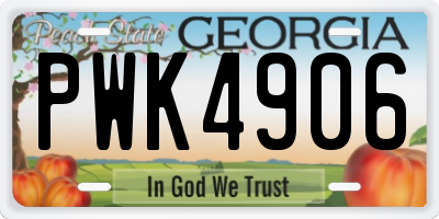 GA license plate PWK4906